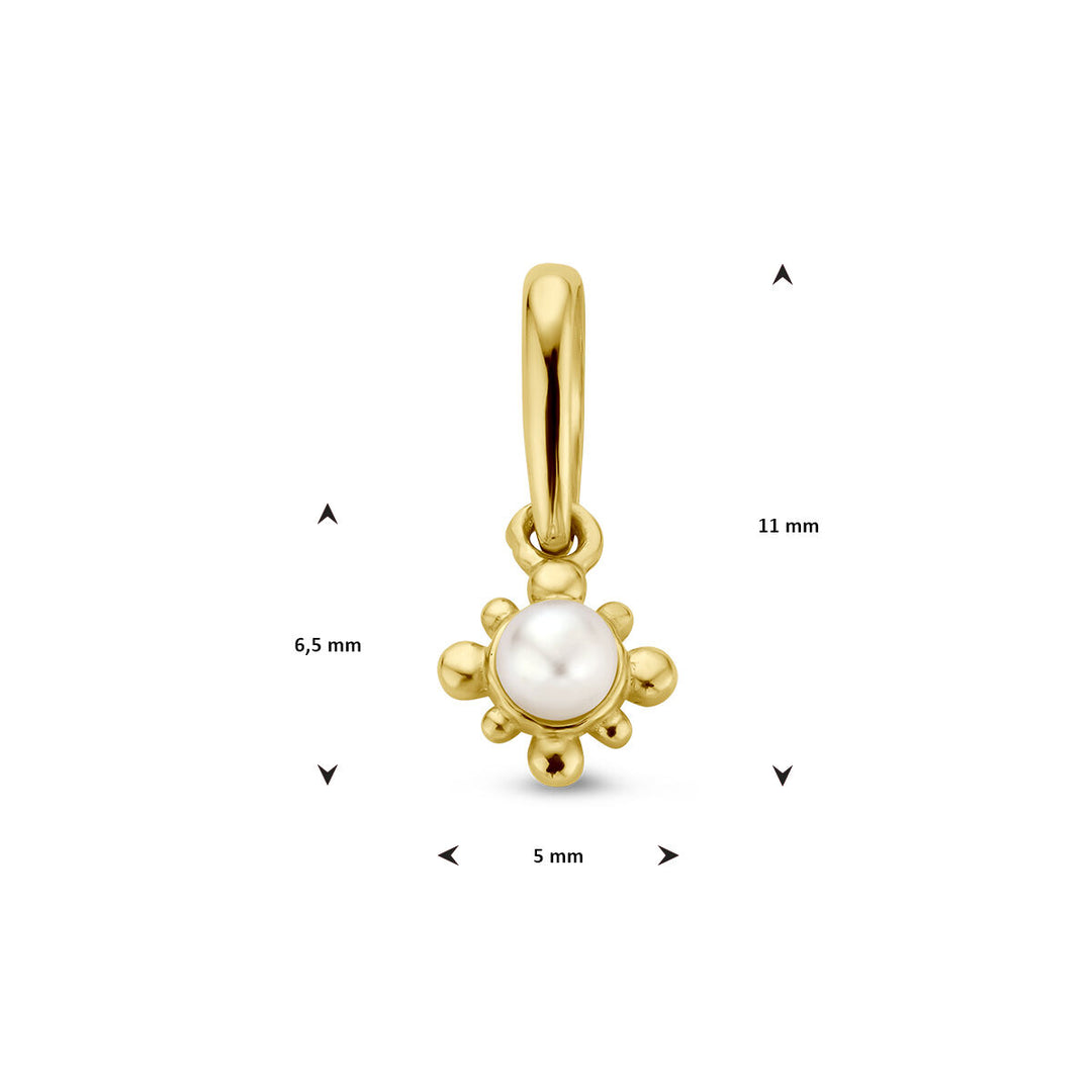 pendant flower pearl 14K yellow gold