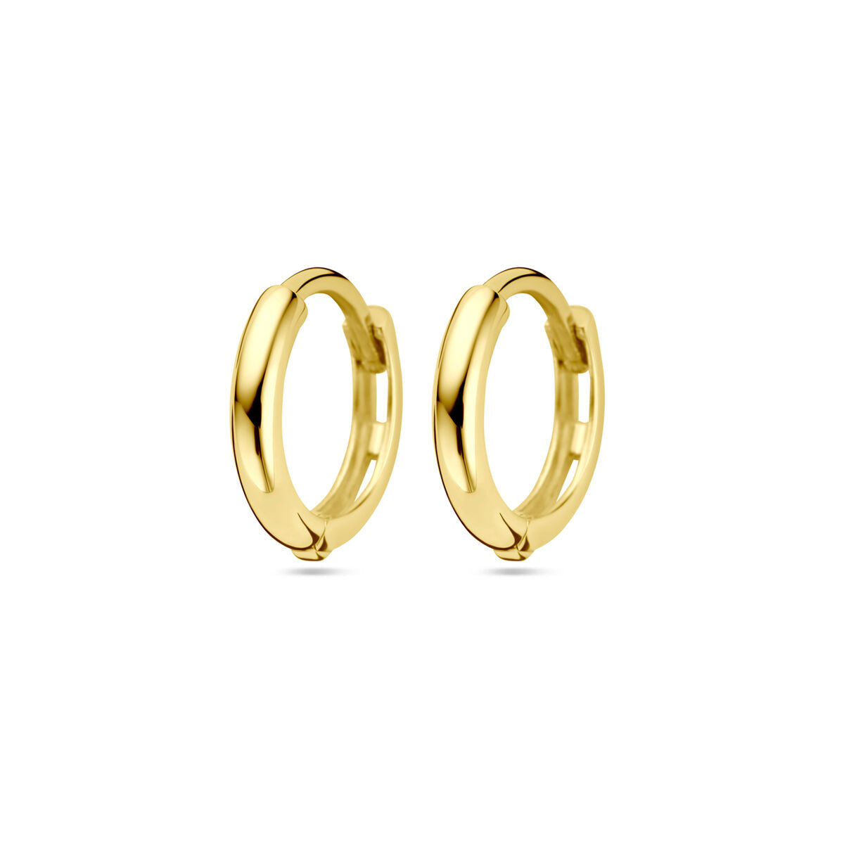 Gouden klapoorringen van 11 mm met een glanzende afwerking.