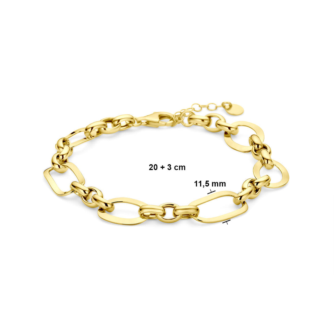 bracelet 11.5 mm 20 + 3 cm 3 micron silver gold plated (yellow)