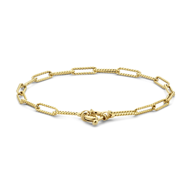Gold bracelet ladies paper clip with large spring clasp 14K