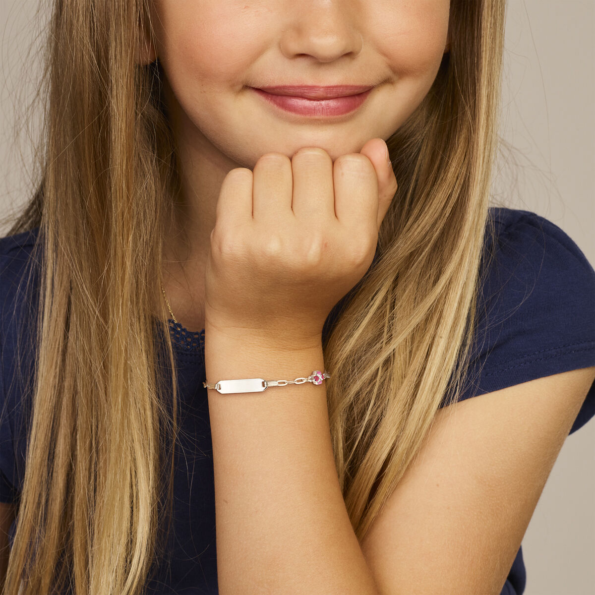 graveerarmband klaver plaat 5,0 mm 11 + 2 cm zilver gerhodineerd