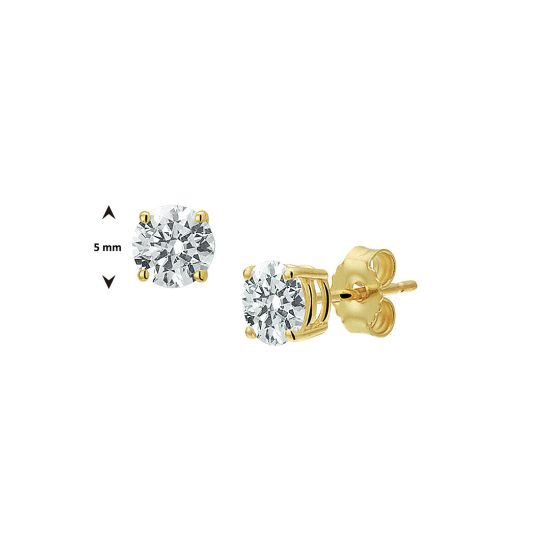 oorknoppen zirkonia 14K geelgoud