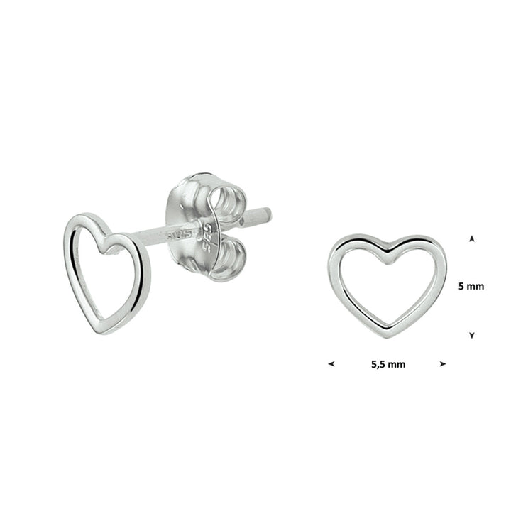 ear studs heart 14K white gold