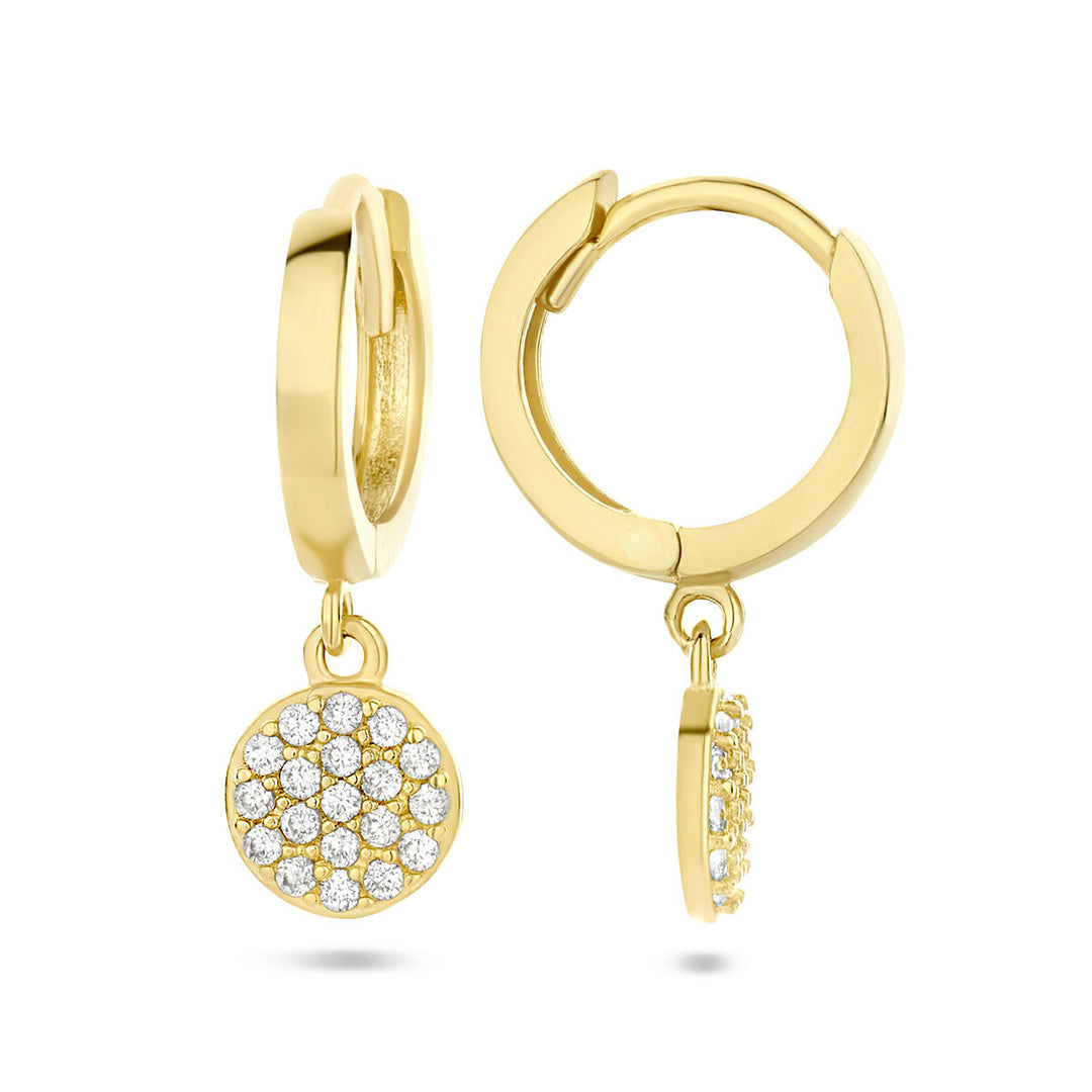 klapoorringen zirkonia 14K geelgoud