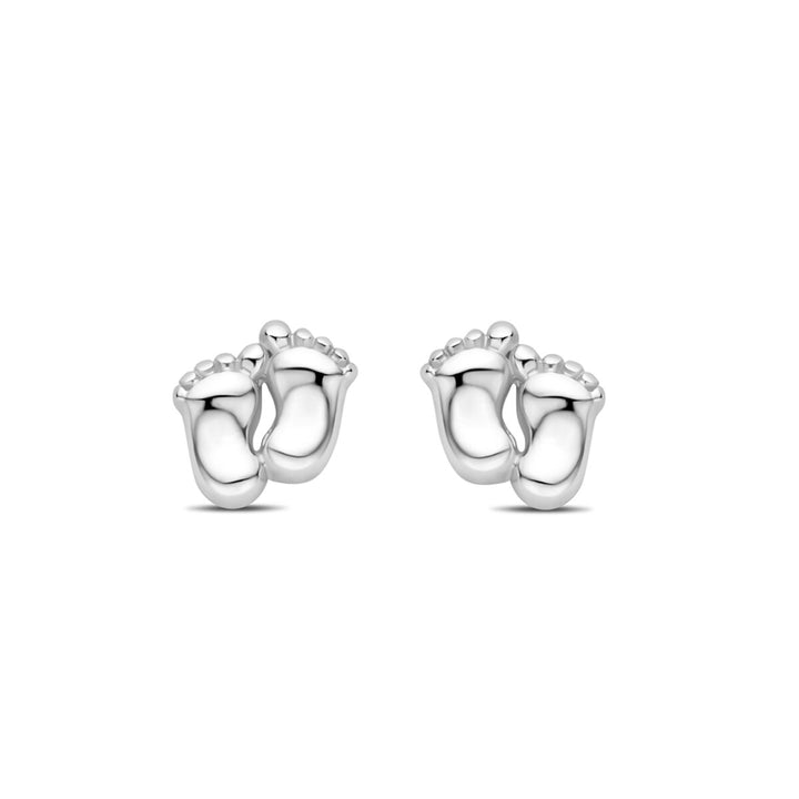 oorknoppen baby voetjes 8 mm zilver gerhodineerd