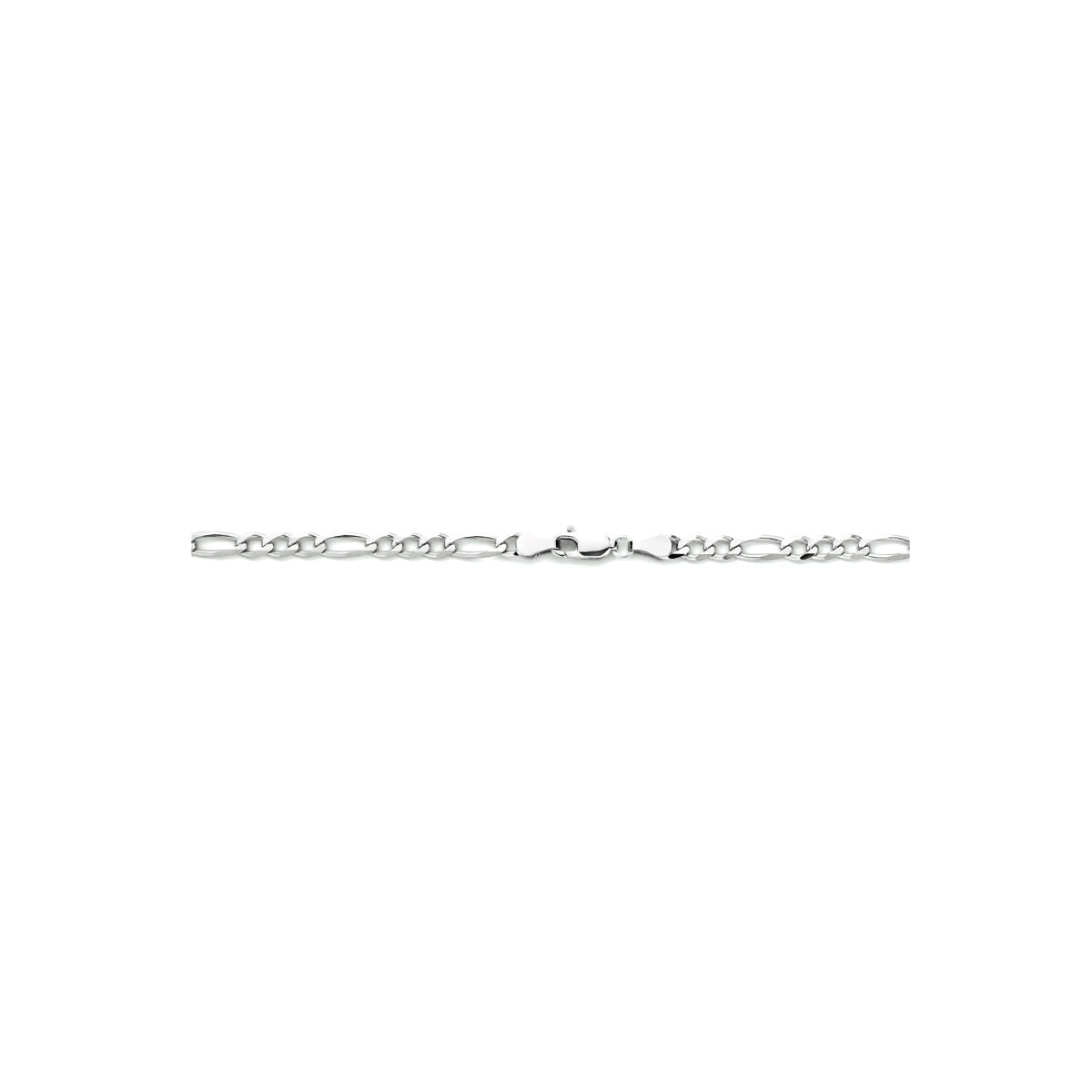 necklace figaro 4.0 mm 50 cm silver rhodium plated
