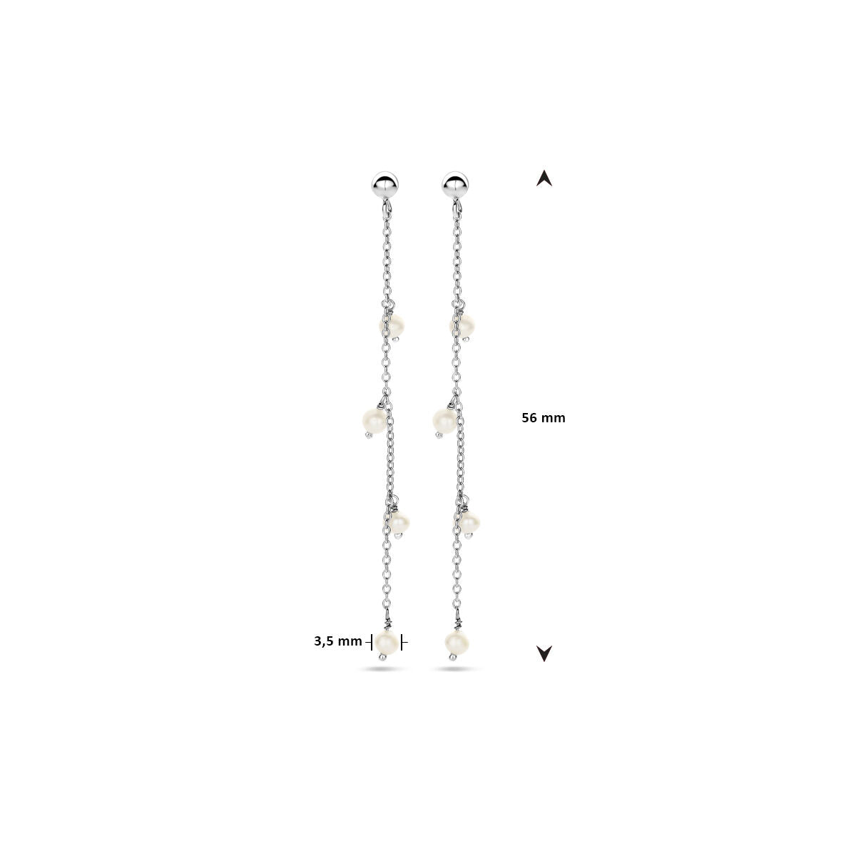 oorhangers parel zilver gerhodineerd