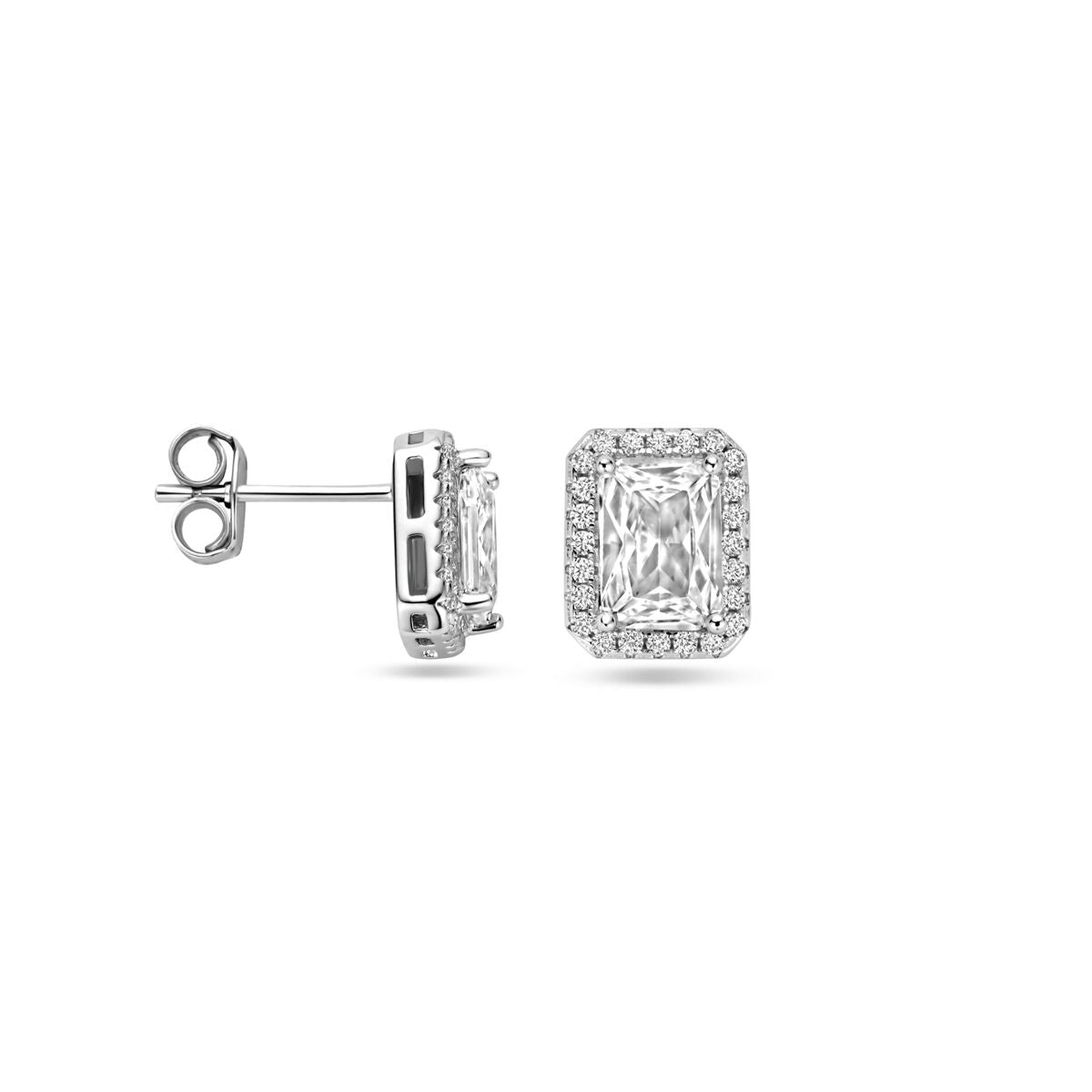oorknoppen zirkonia 9,5 mm zilver gerhodineerd