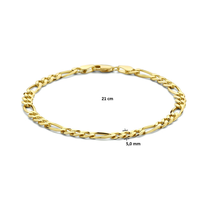 Silver men's bracelet figaro 5.0 mm 3 micron gold plated (yellow)