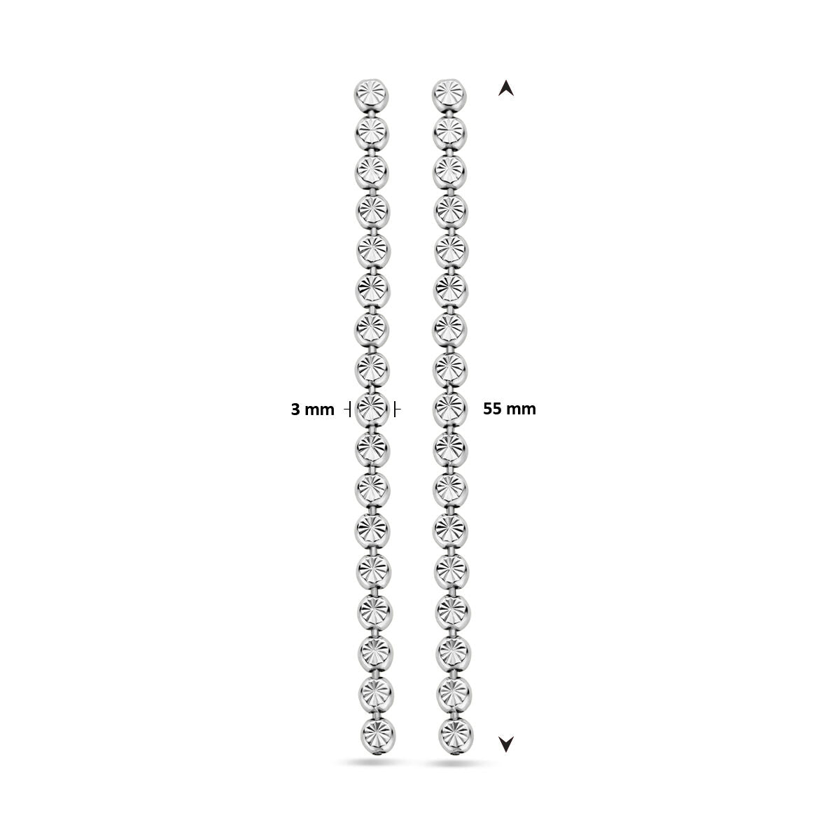 oorhangers gediamanteerd 55 mm zilver gerhodineerd