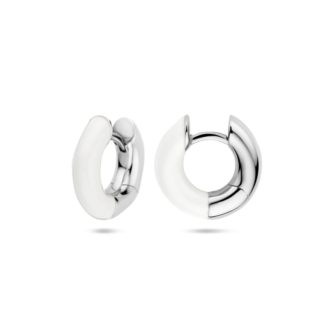 klapoorringen wit emaille 4 mm zilver gerhodineerd