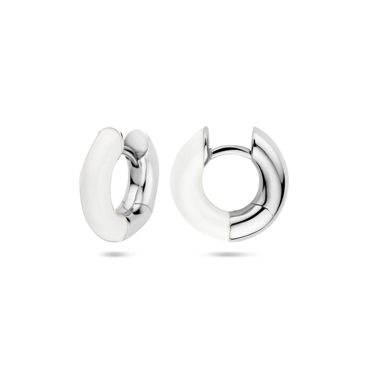 klapoorringen wit emaille 4 mm zilver gerhodineerd