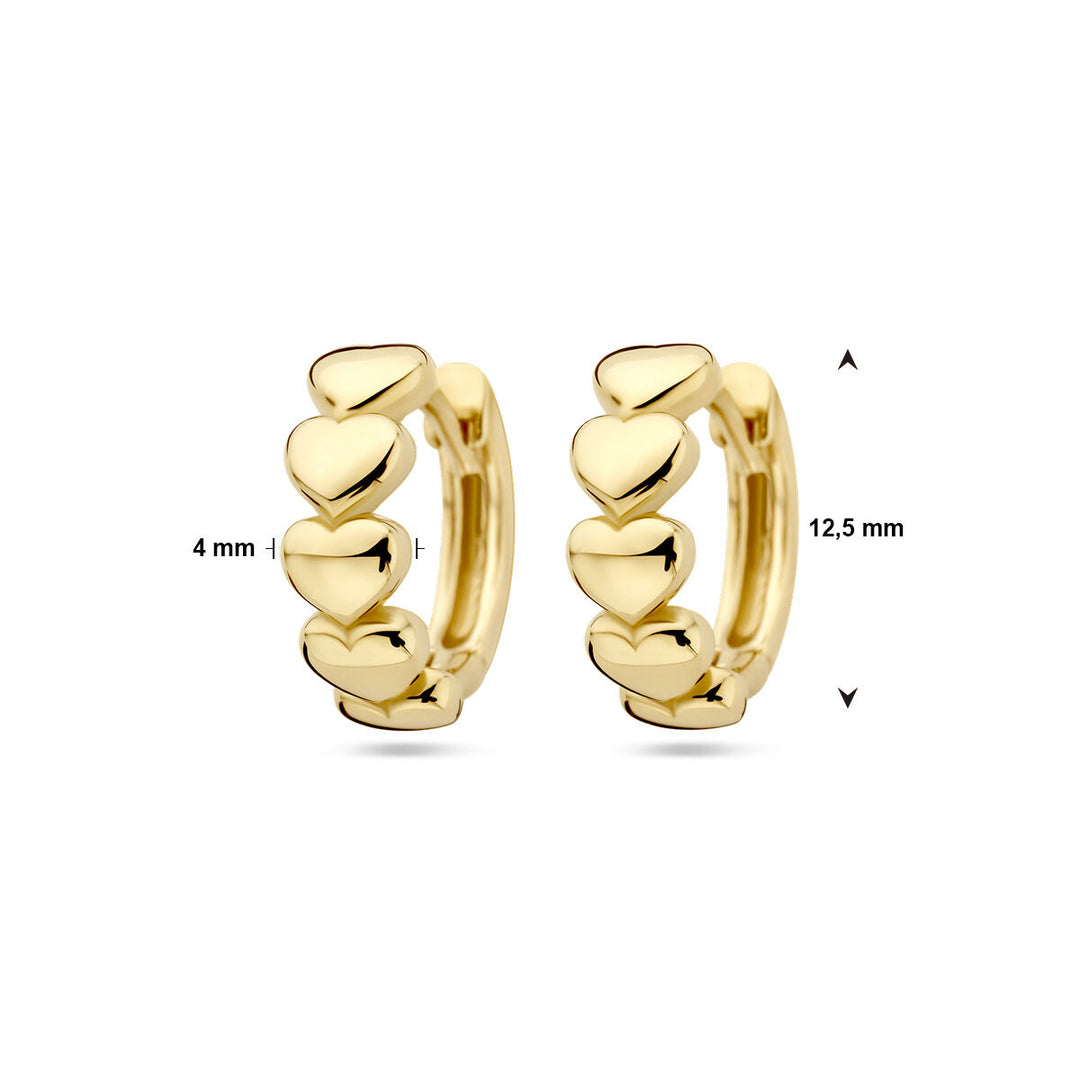 drop earrings hearts 14K yellow gold