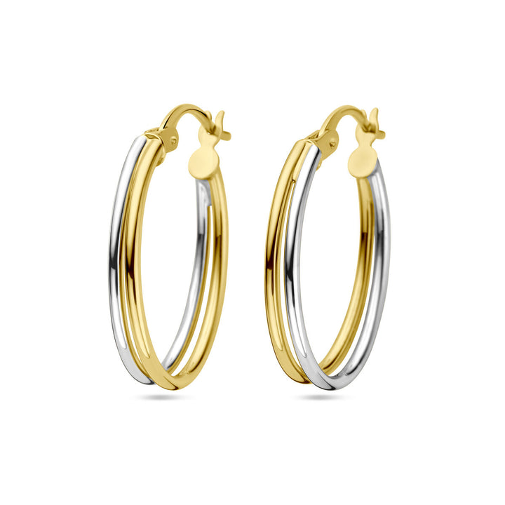 oorringen 14K bicolor goud geel/wit