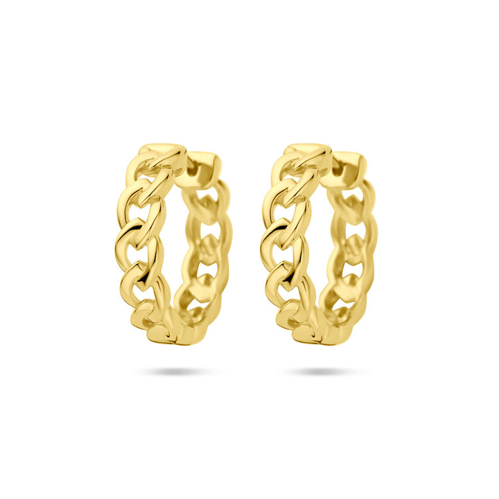 klapoorringen schakelmotief 18mm 1 micron zilver verguld (geel)