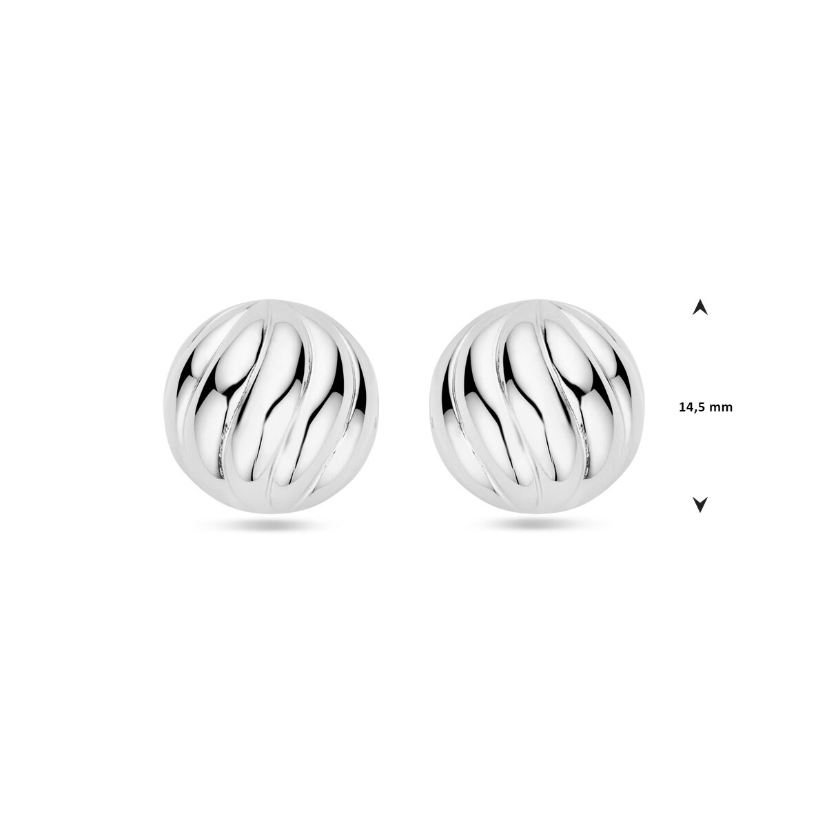oorknoppen 14,5 mm zilver gerhodineerd