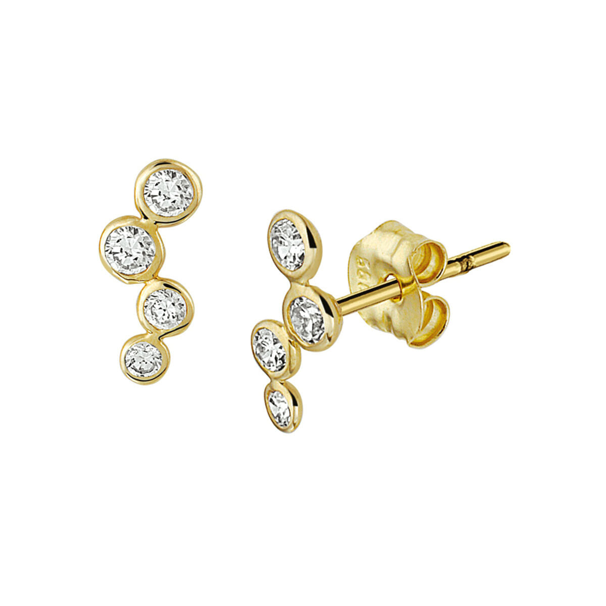 ear studs zirconia 14K yellow gold