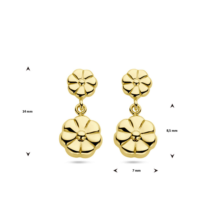 flower earrings 14K yellow gold