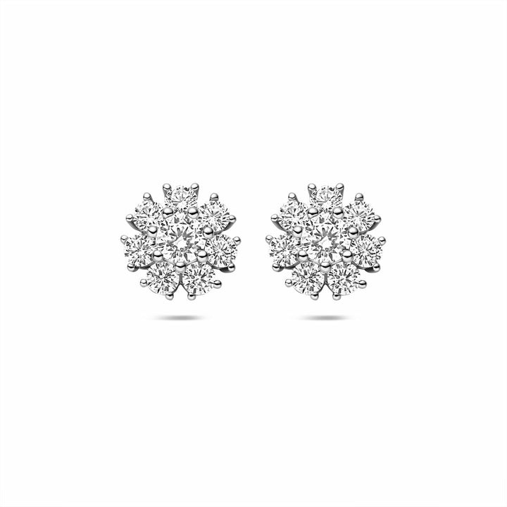 Zilveren oorknoppen met zirkonia – gerhodineerd 925 zilver