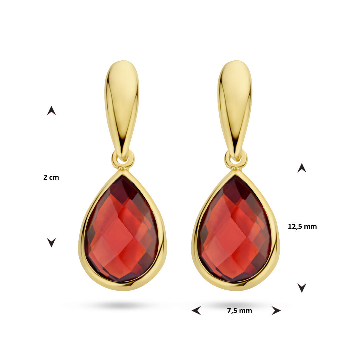 oorhangers granaat 14K geelgoud