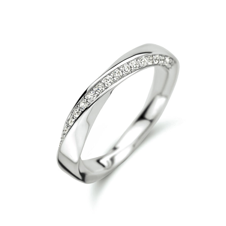 ring zirconia silver rhodium plated