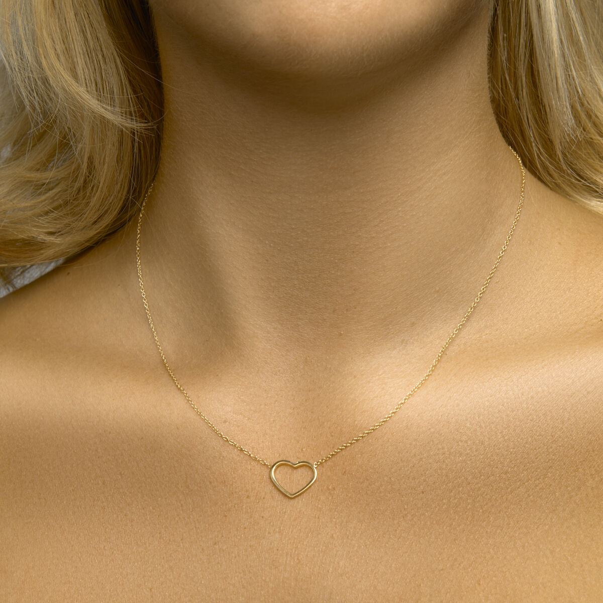 necklace heart 41 + 5 cm 3 micron silver gold plated (yellow)