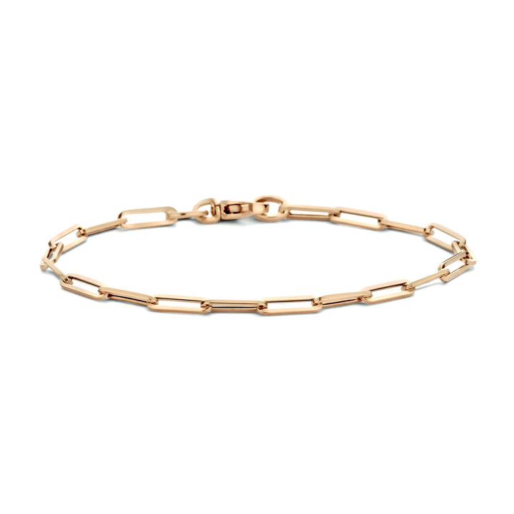 Gold bracelet ladies paper clip square tube 14K rose gold