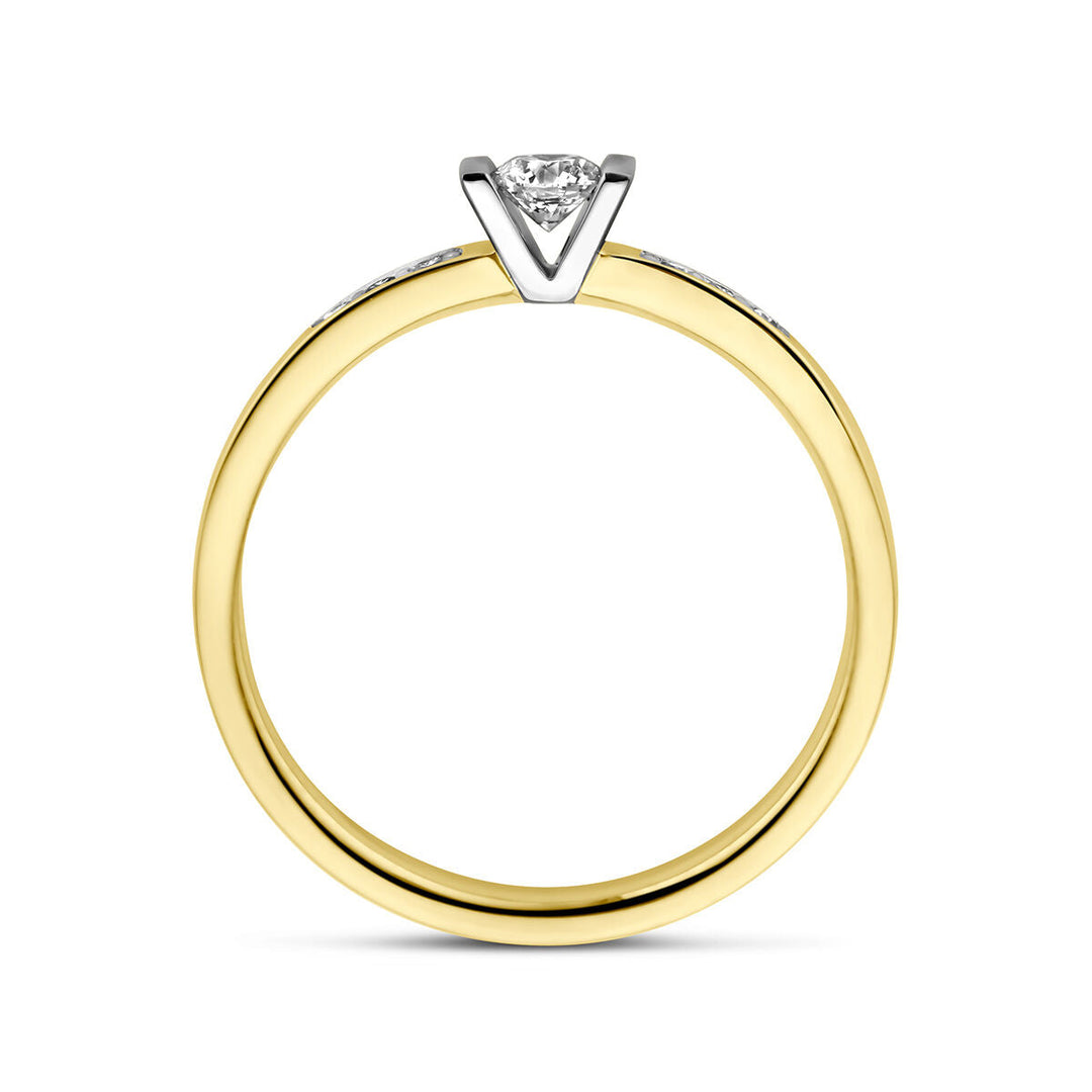 ring diamond 0.20ct h si 14K bicolor gold yellow/white