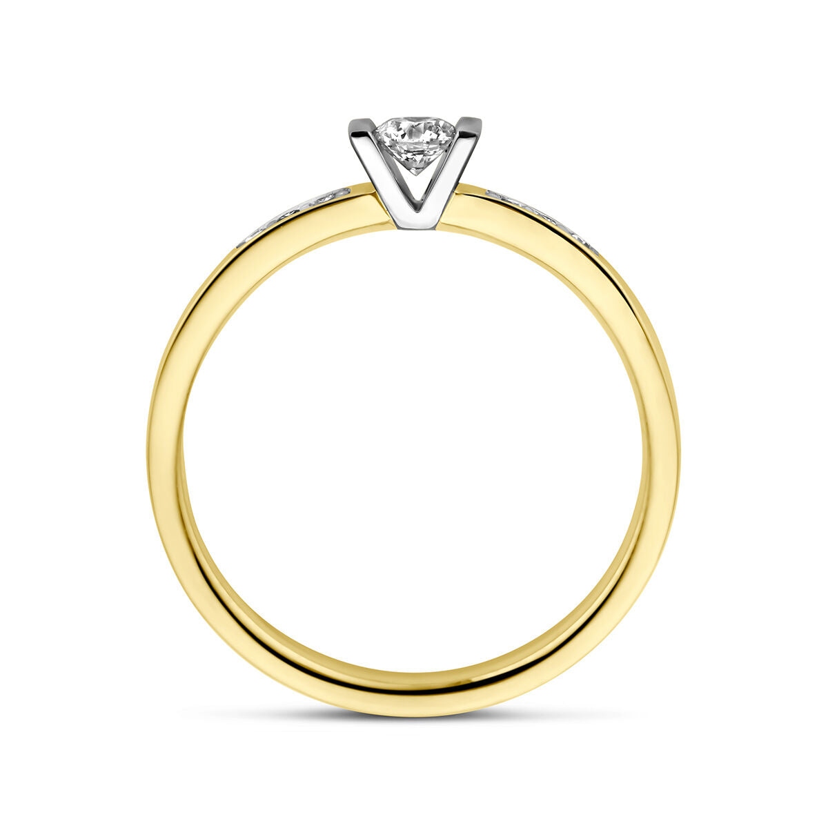 ring diamond 0.20ct h si 14K bicolor gold yellow/white