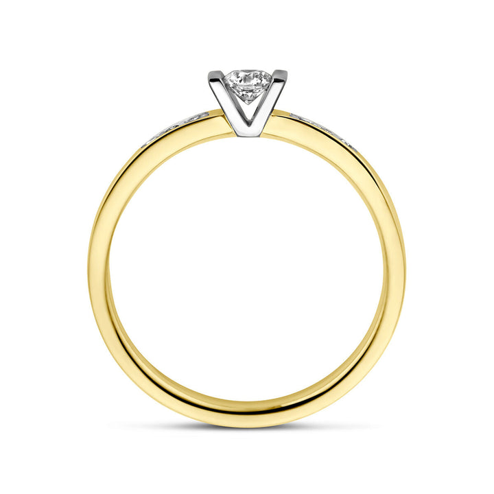 ring diamond 0.20ct h si 14K bicolor gold yellow/white