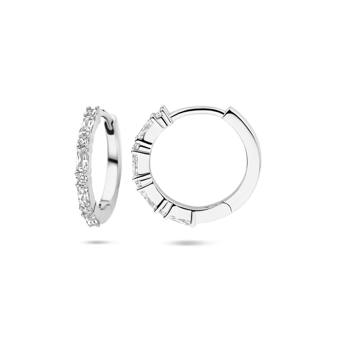 klapoorringen zirkonia 15 mm zilver gerhodineerd