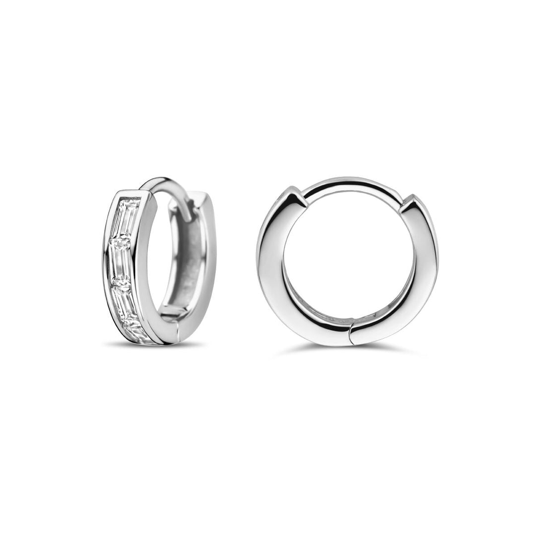 klapoorringen zirkonia 10 mm zilver gerhodineerd