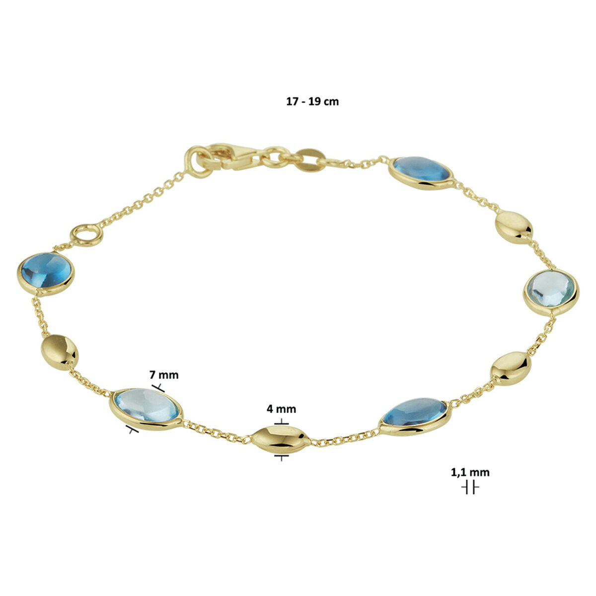 Gouden armband dames london blue en blauw topaas 14K