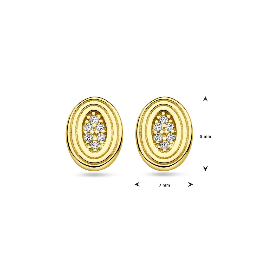 oorknoppen zirkonia 9 mm 14K geelgoud