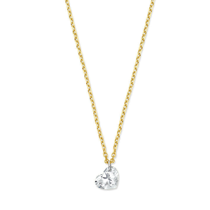 collier hartje lab grown diamant 0,7 mm 40 - 42 - 44 cm 0.25ct g si 14K geelgoud