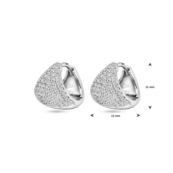 klapoorringen zirkonia 11 mm zilver gerhodineerd