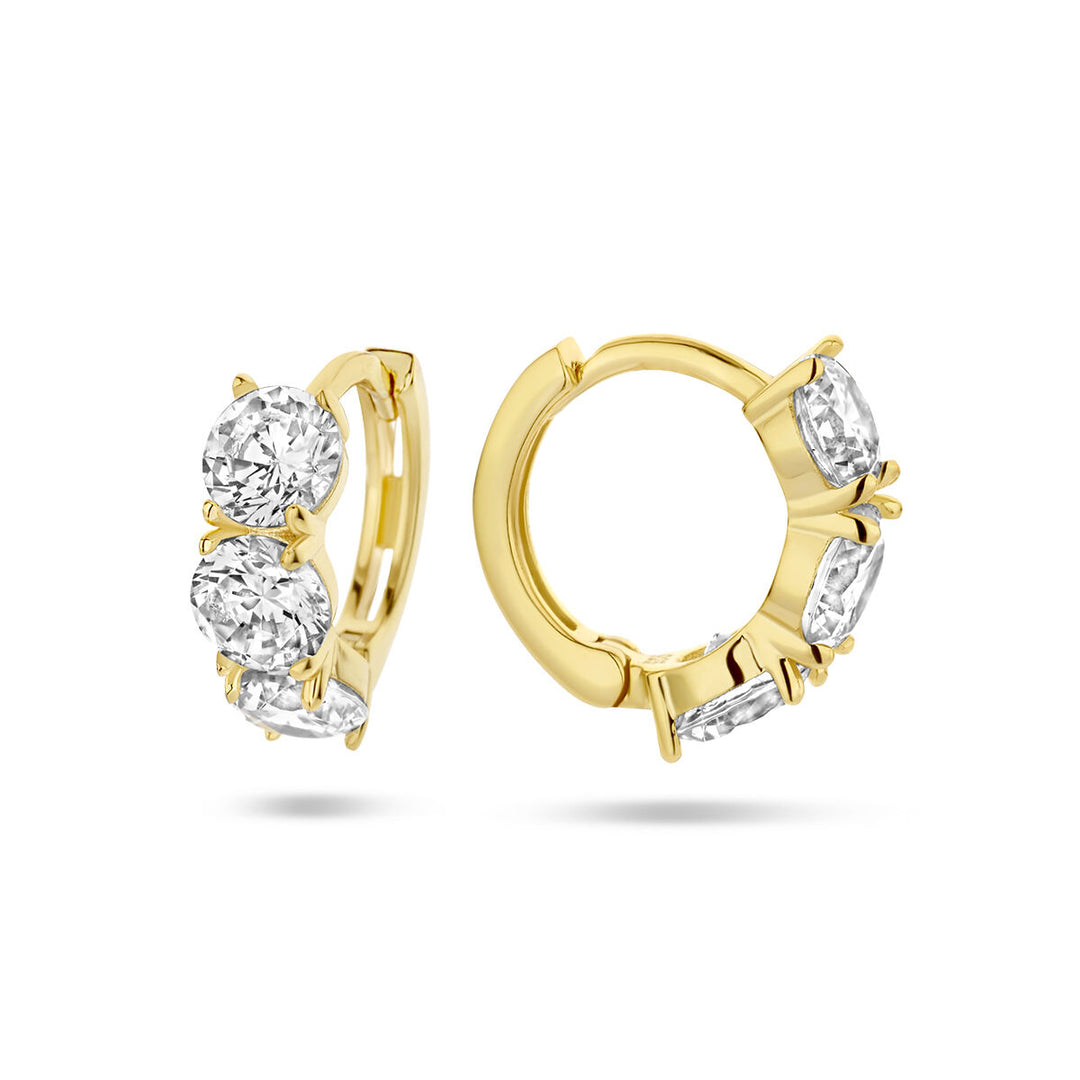drop earrings zirconia white 1 micron silver gold plated (yellow)
