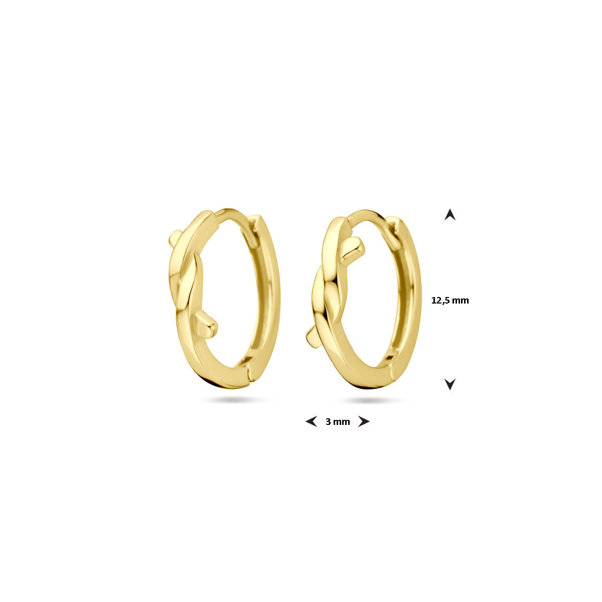 klapoorringen 12,5 mm 1 micron zilver verguld (geel)