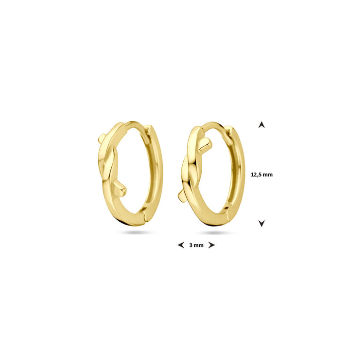 klapoorringen 12,5 mm 1 micron zilver verguld (geel)