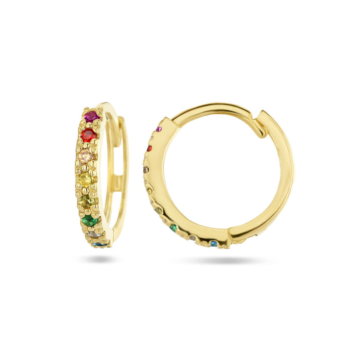 drop earrings rainbow zirconia 14K yellow gold