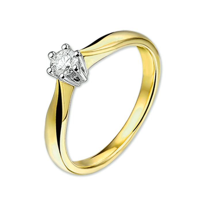 ring diamond 0.25ct h si 14K bicolor gold yellow/white