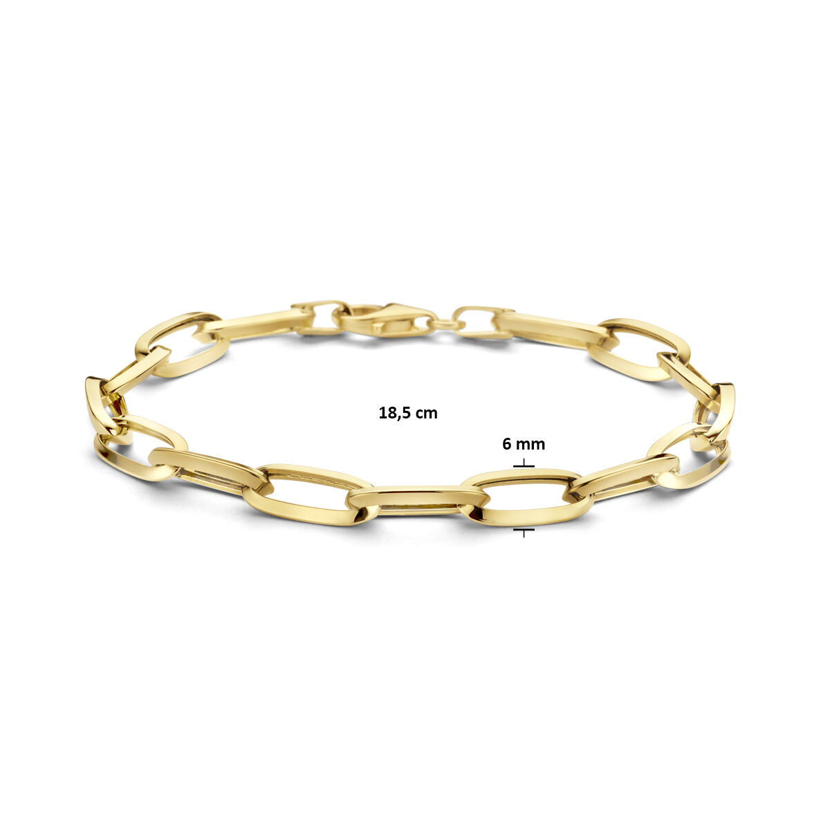 Gouden armband dames paperclip spitse buis 14K