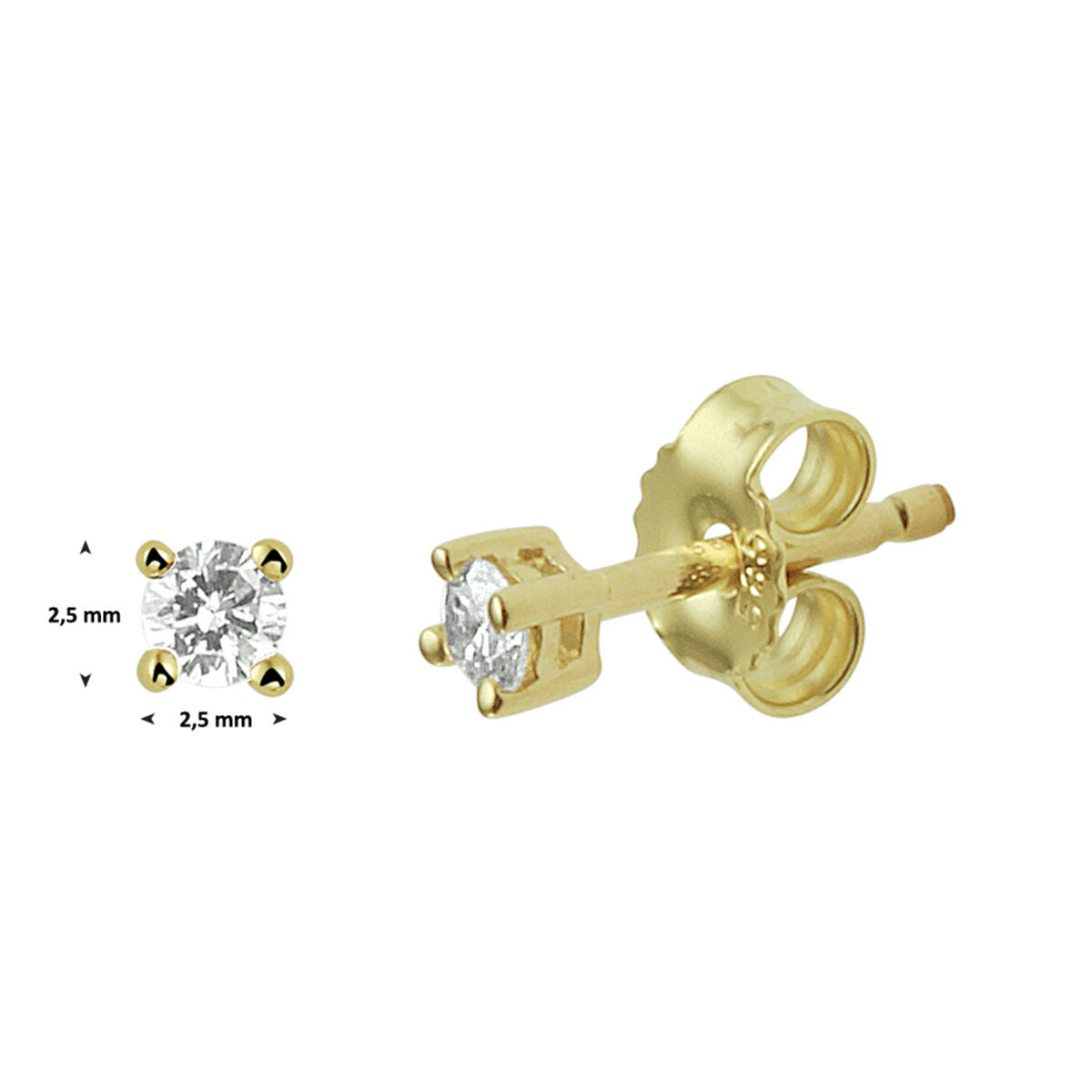 ear studs diamond 0.10ct (2x0.05ct) h si 14K yellow gold