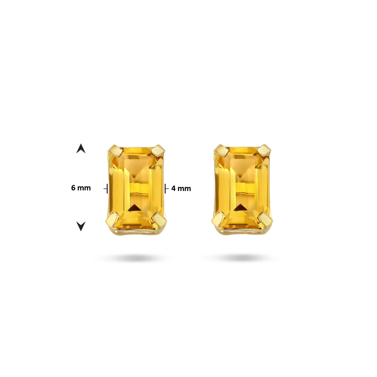 oorknoppen citrien 14K geelgoud