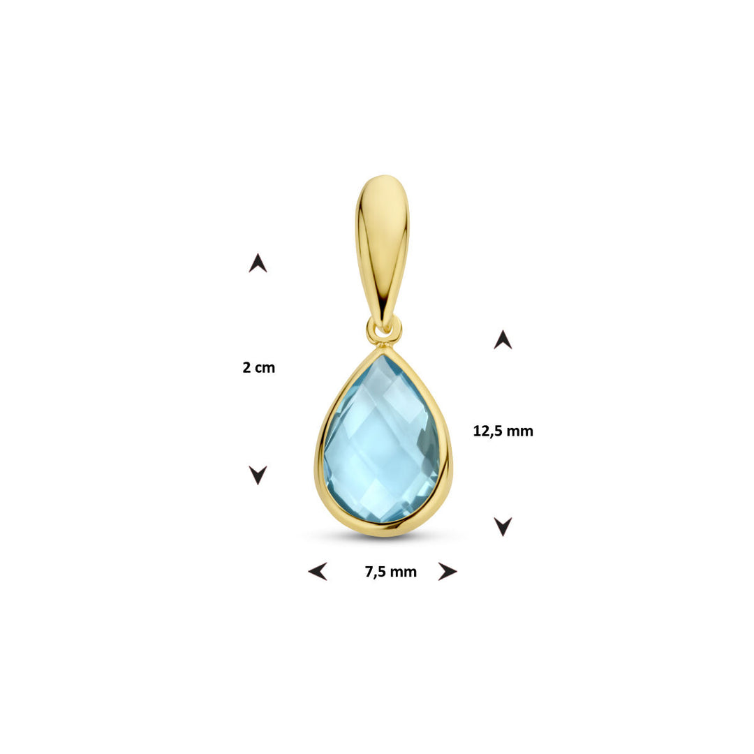 pendant blue topaz 14K yellow gold