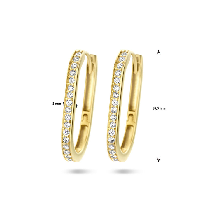 drop earrings paperclip zirconia 14K yellow gold