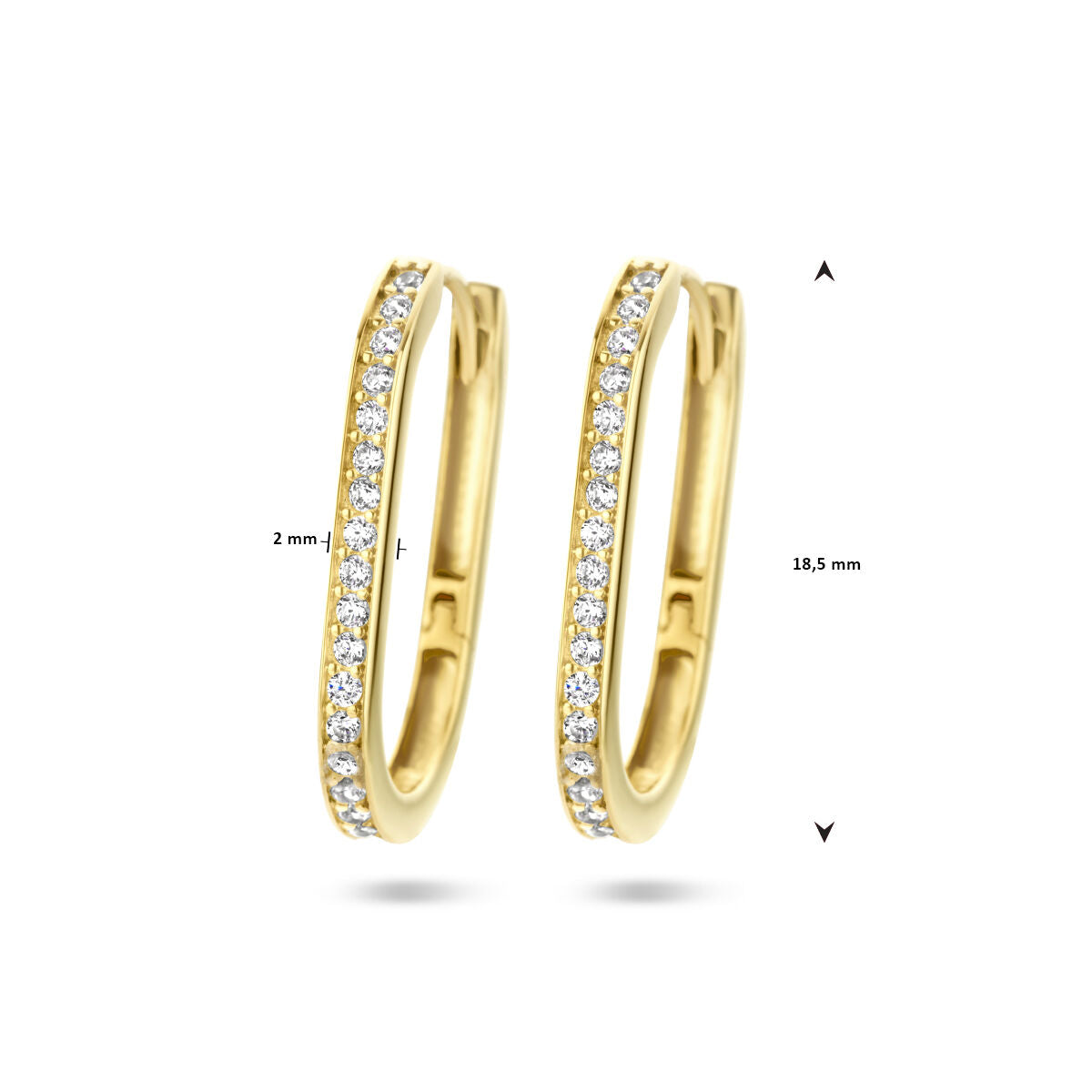 drop earrings paperclip zirconia 14K yellow gold