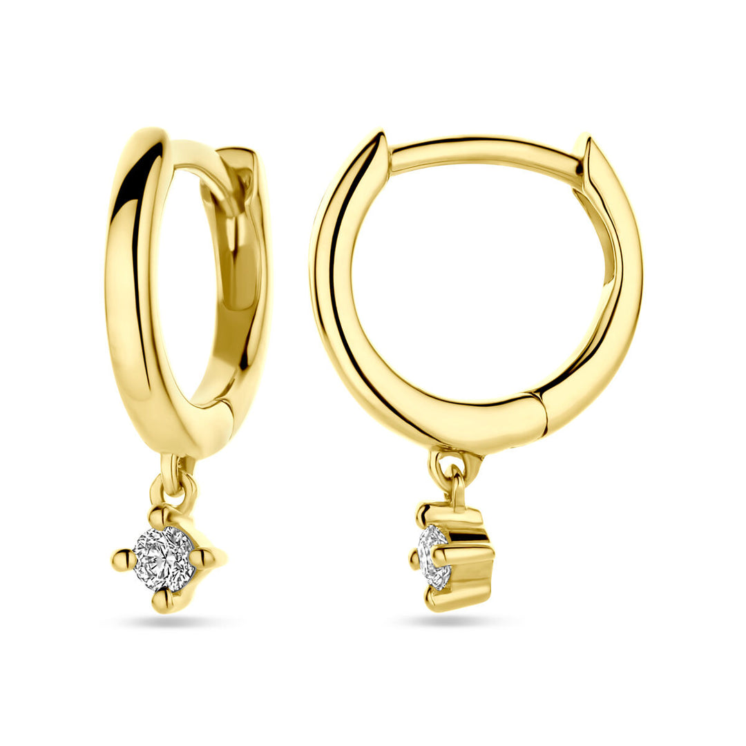 klapoorringen diamant 0.14ct (2x 0.07ct) h si 14K geelgoud