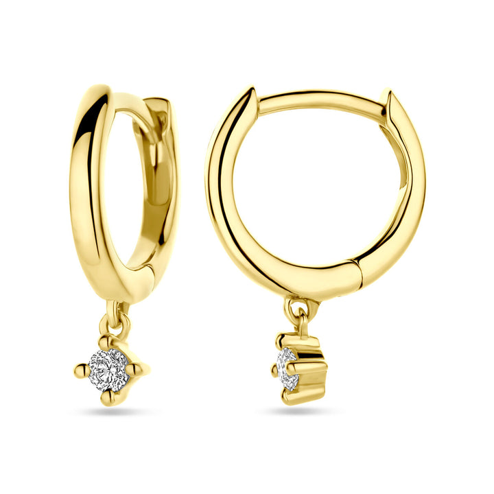 klapoorringen diamant 0.14ct (2x 0.07ct) h si 14K geelgoud