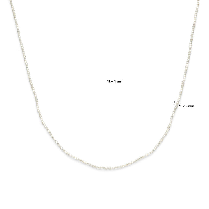 collier parels 41 - 45 cm zilver gerhodineerd